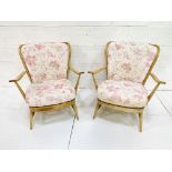 Pair of Ercol rail back armchairs