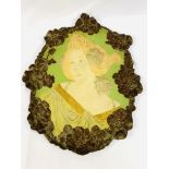 Art Nouveau terracotta wall plaque of a lady's head and shoulders by Ernst Wahliss