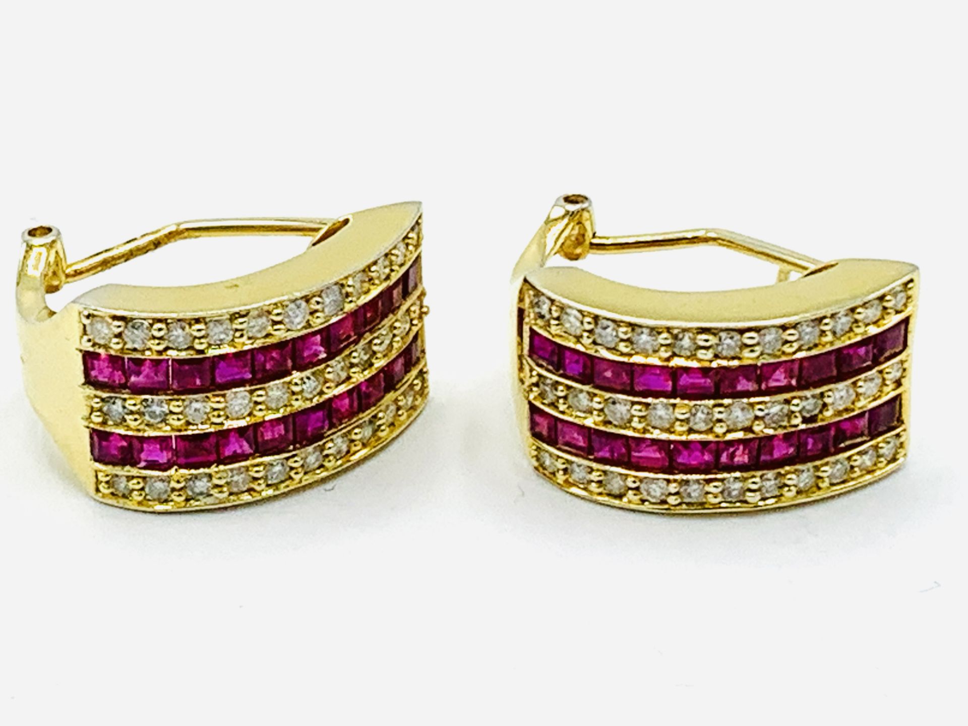 18ct gold, diamond and ruby clip-on and pierce earrings - Image 2 of 4