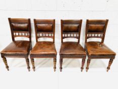 Four Edwardian mahogany dining chairs.