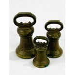 Three Avoir bell proof weights: 7lbs, 4lbs and 2lbs; together with 3 other bell proof weights
