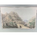 Two framed and glazed prints of very early steam trains