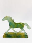 Daum of France glass trotting horse figurine,
