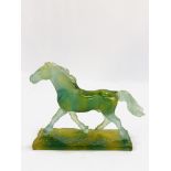 Daum of France glass trotting horse figurine,