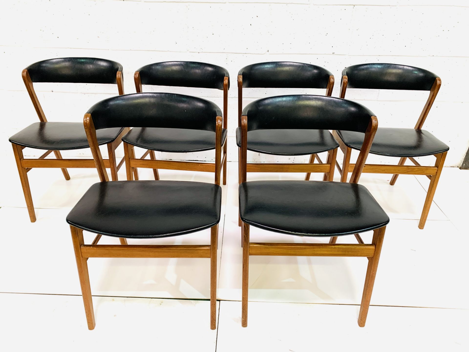 Six 1960's teak framed chairs