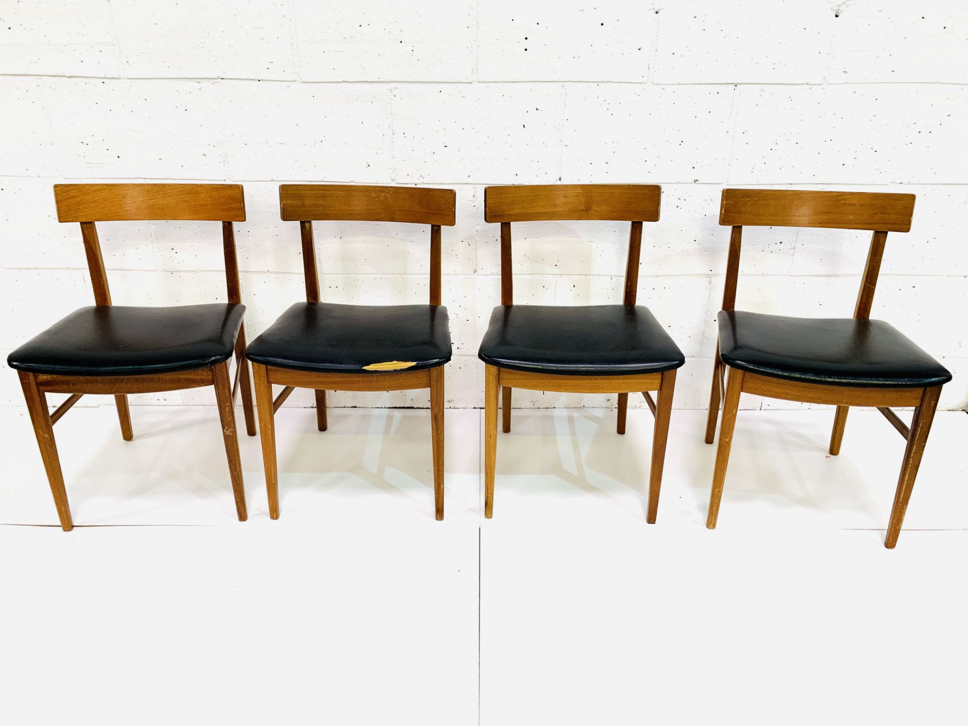 Four teak framed curved back dining chairs - Image 2 of 3