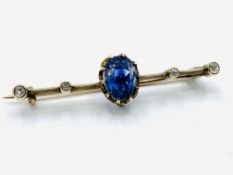 Gold sapphire and diamond brooch