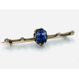 Gold sapphire and diamond brooch