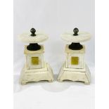 Pair of 19th Century French white alabaster and cast metal garnitures