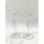 Pair of crystal glass Art Deco style candlesticks by Sevres