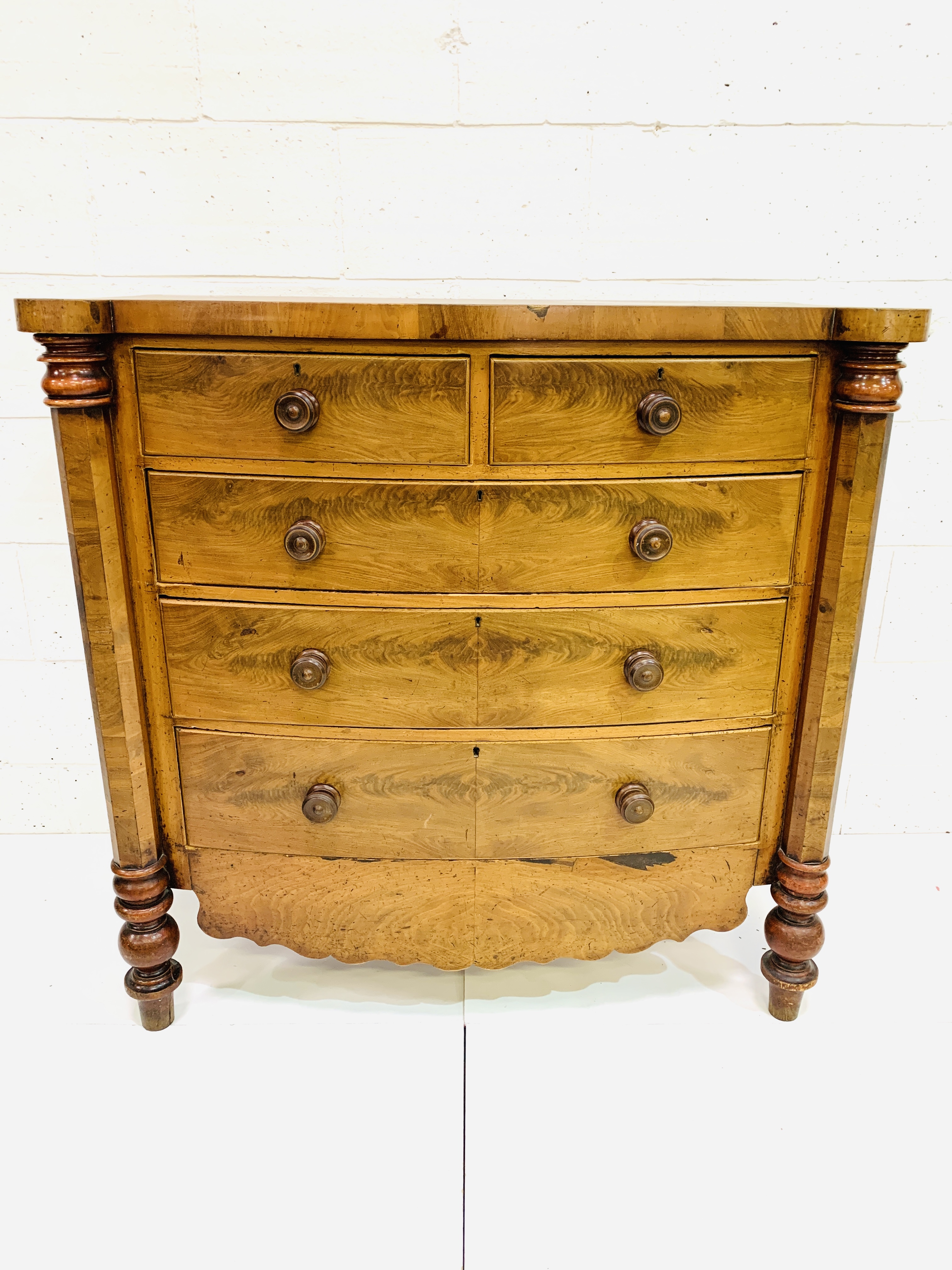 Victorian mahogany veneer Scotch chest of drawers