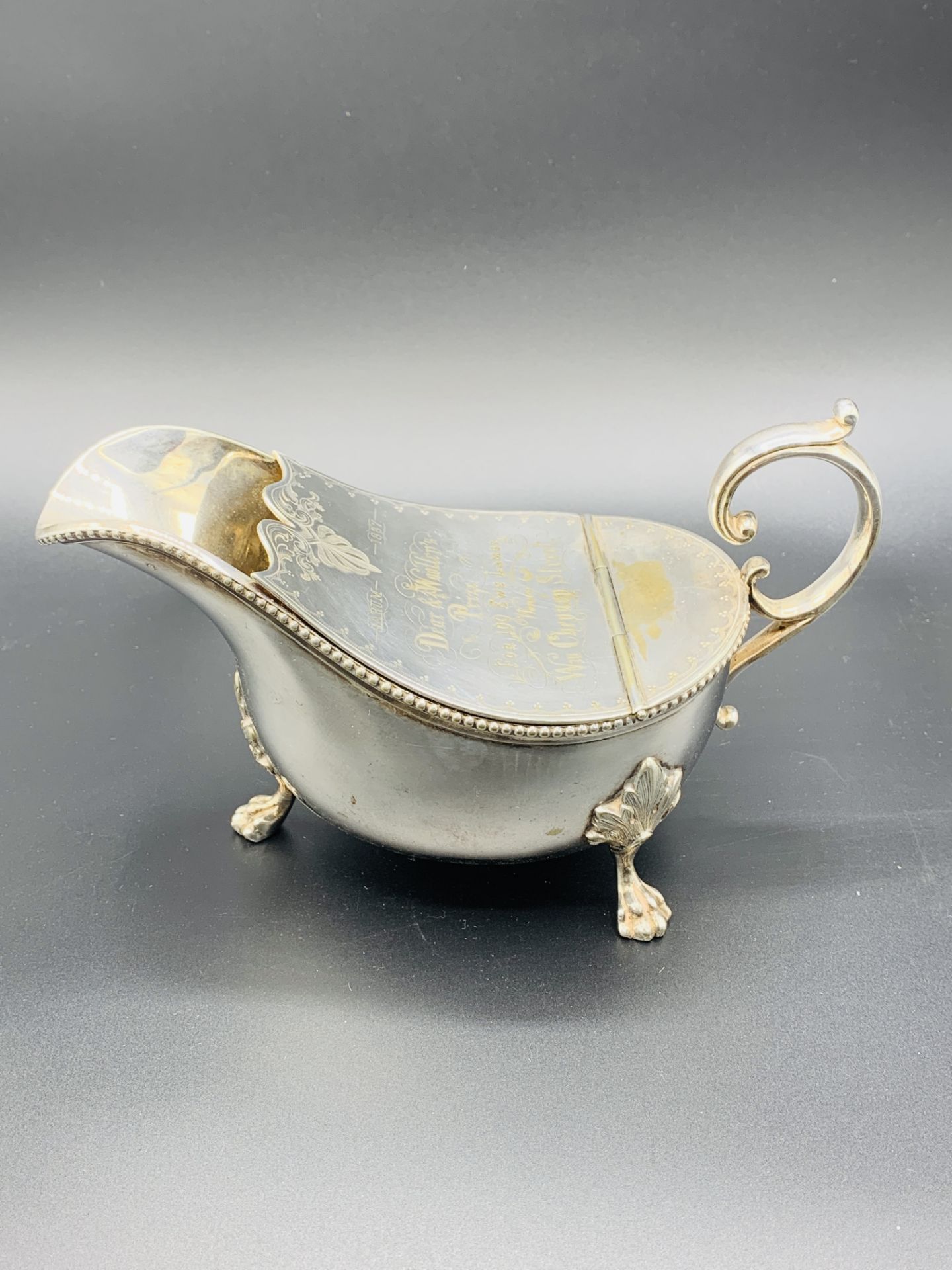 A large silver plate sauce boat - Image 3 of 3