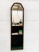 Mahogany framed bevelled edge wall mirror