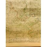 Large wall mounted roll down map centred on Reading