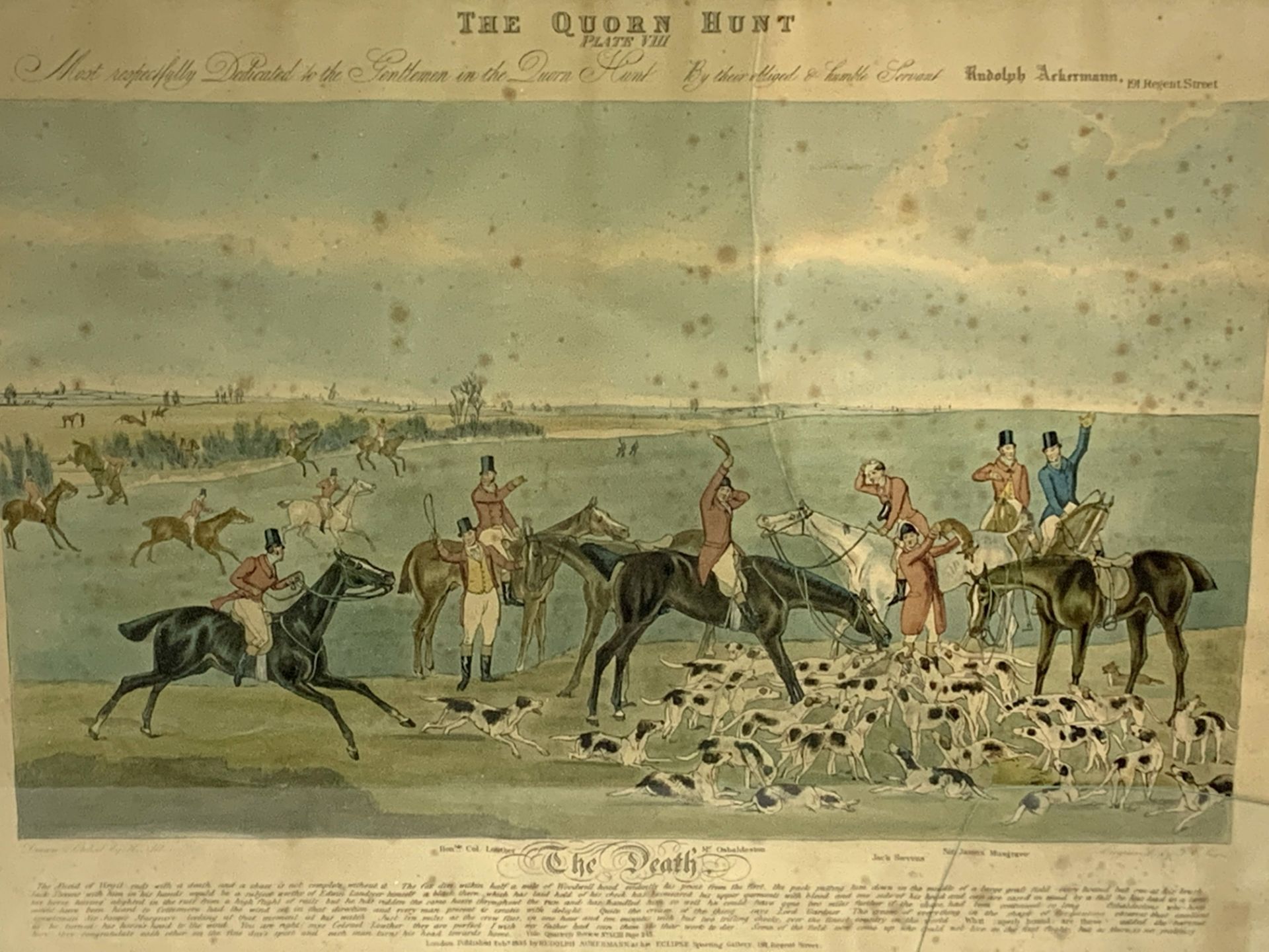 Set of eight framed and glazed 19th Century prints of the Quorn Hunt by Ackerman, drawn by Alken - Image 8 of 8