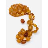 Cognac amber beads, faceted and graduated
