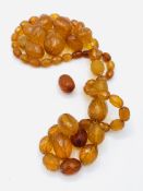 Cognac amber beads, faceted and graduated