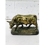 Brass figure of a bull on stand