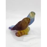 Daum of France pair of Budgerigars glass figurine