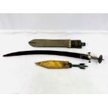 19th century Tulwar or Talwar, a Martindale WW2 machete, and a short sword