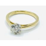 18ct gold and diamond solitaire ring 0.66ct.