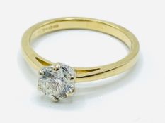 18ct gold and diamond solitaire ring 0.66ct.