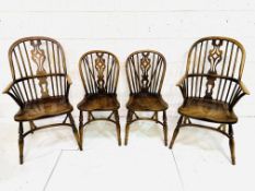 A group of four oak and elm chairs by Brights of Nettlebed.