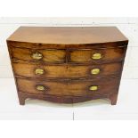 Early 19th Century bow fronted mahogany veneer chest of drawers