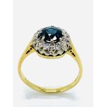 18ct gold, sapphire and diamond cluster ring