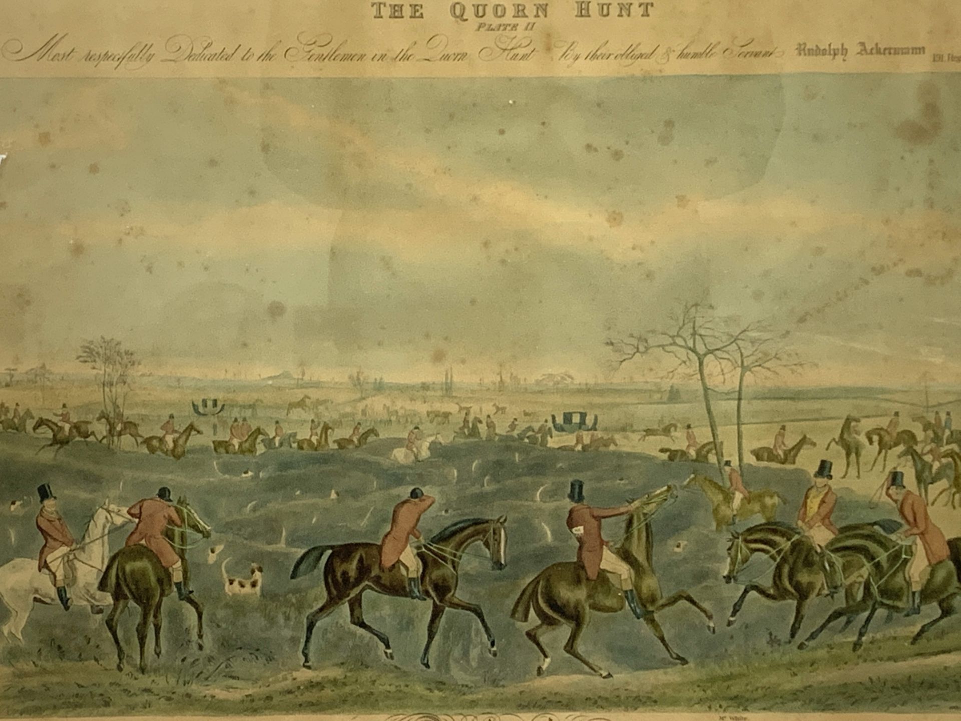 Set of eight framed and glazed 19th Century prints of the Quorn Hunt by Ackerman, drawn by Alken - Image 4 of 8