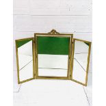 Gilt framed three fold dressing table mirror