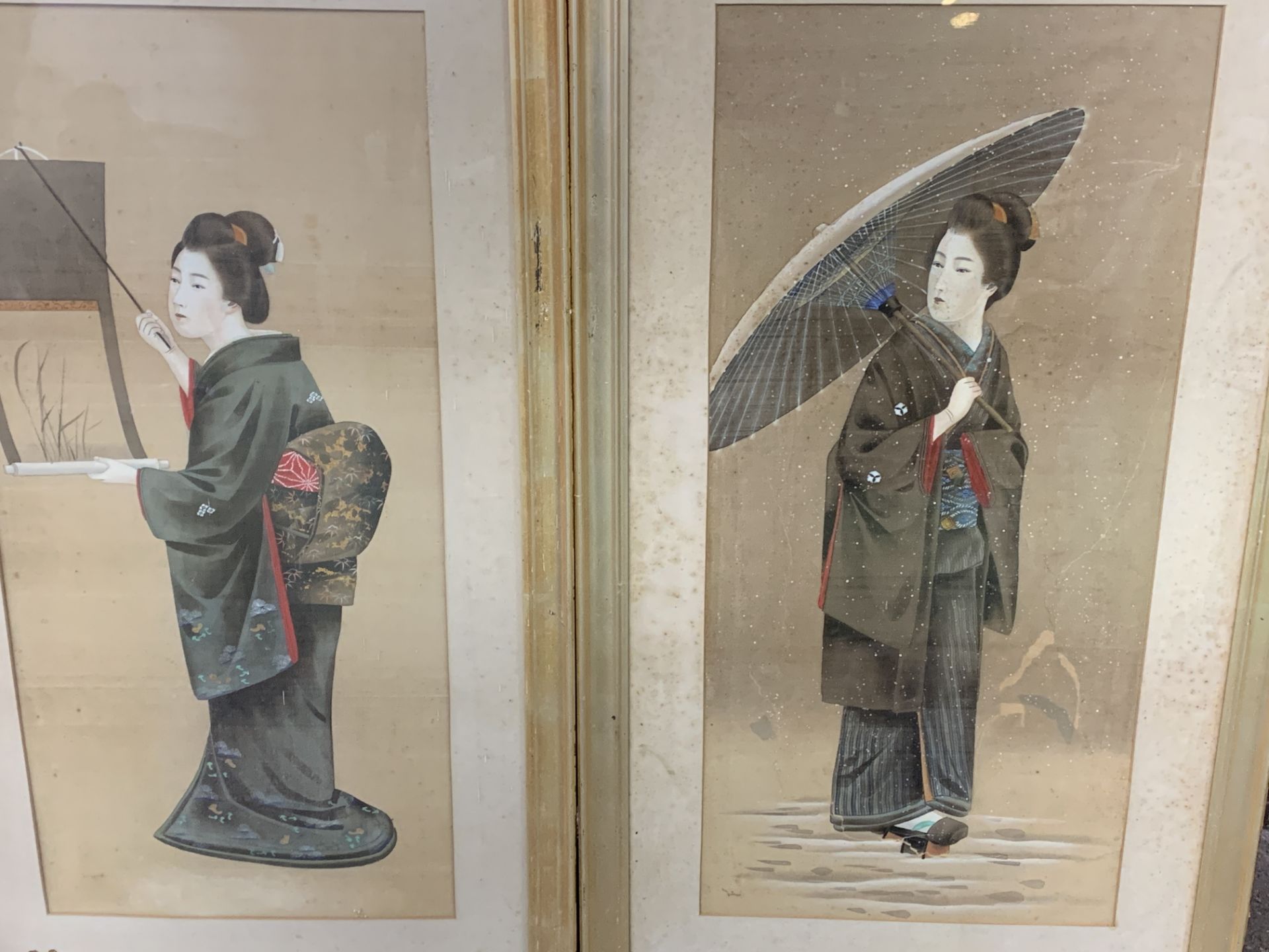 Two framed and glazed Oriental watercolours on silk portraits of a lady
