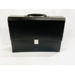 Dunhill new black leather briefcase with white metal fittings