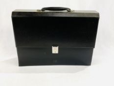 Dunhill new black leather briefcase with white metal fittings