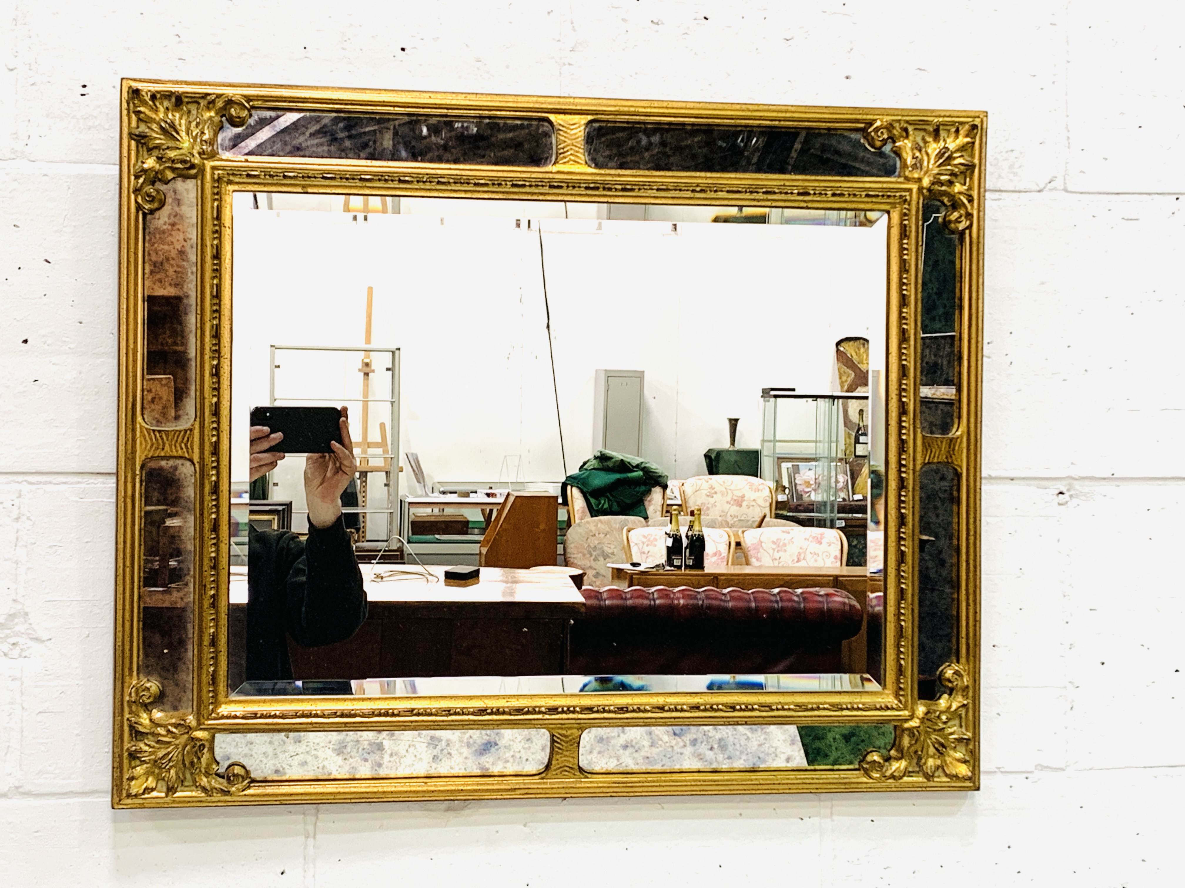 Gilt and mirror framed bevelled edge wall mirror