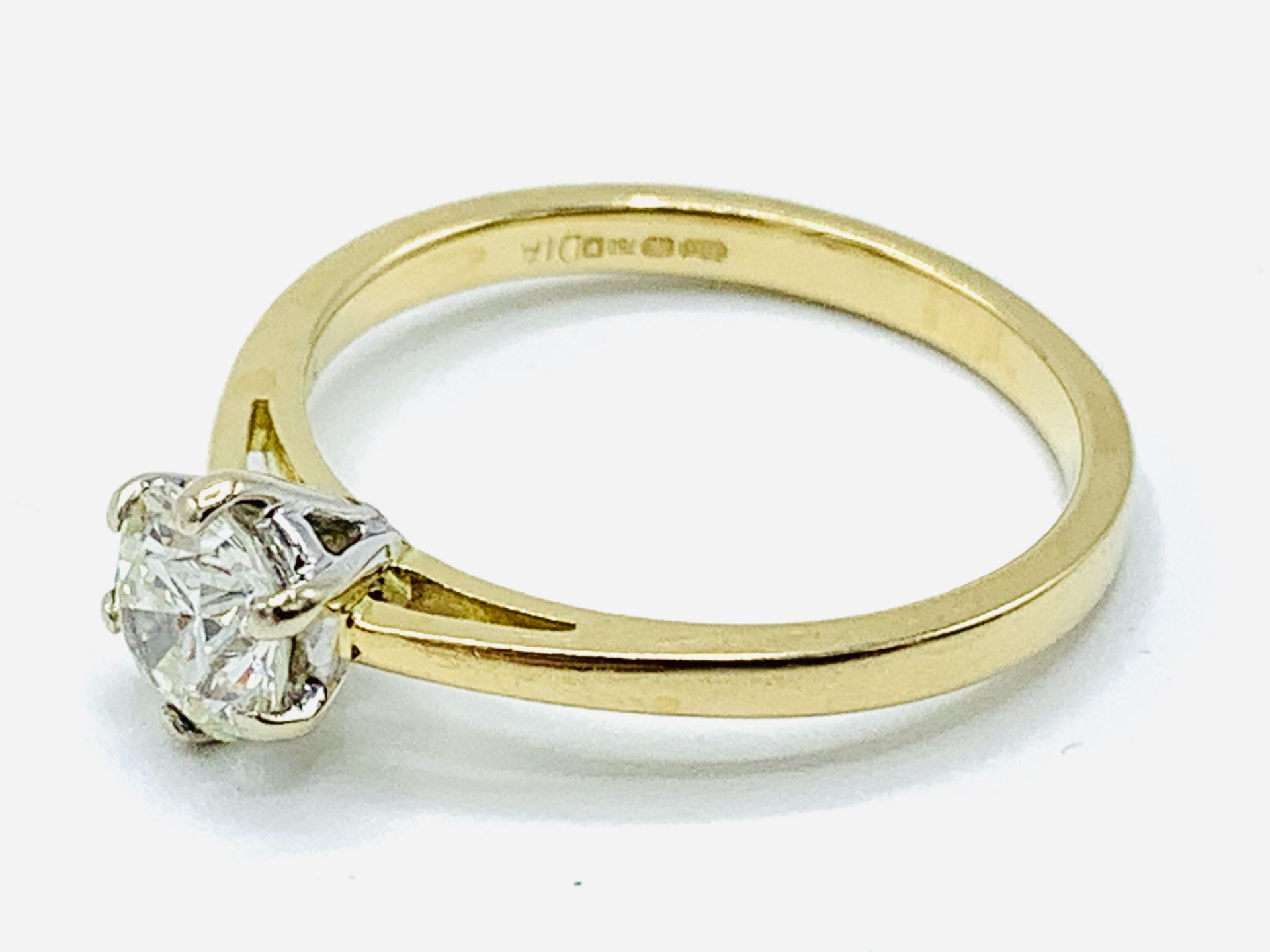 18ct gold and diamond solitaire ring 0.66ct. - Image 3 of 5