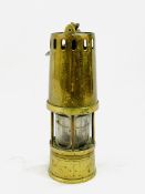 Brass and steel Howat's Patent Deflector Safety Lamp