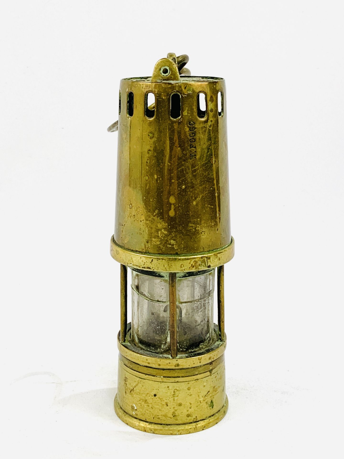 Brass and steel Howat's Patent Deflector Safety Lamp