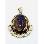 Victorian gold-mounted jelly opal pendant