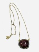 Tourmaline and diamond pendant on 9ct gold chain