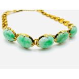 18ct gold nephrite-jade set bracelet