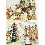 Four 1944-45 unused authorised British Army "saucy" postcards for troops.