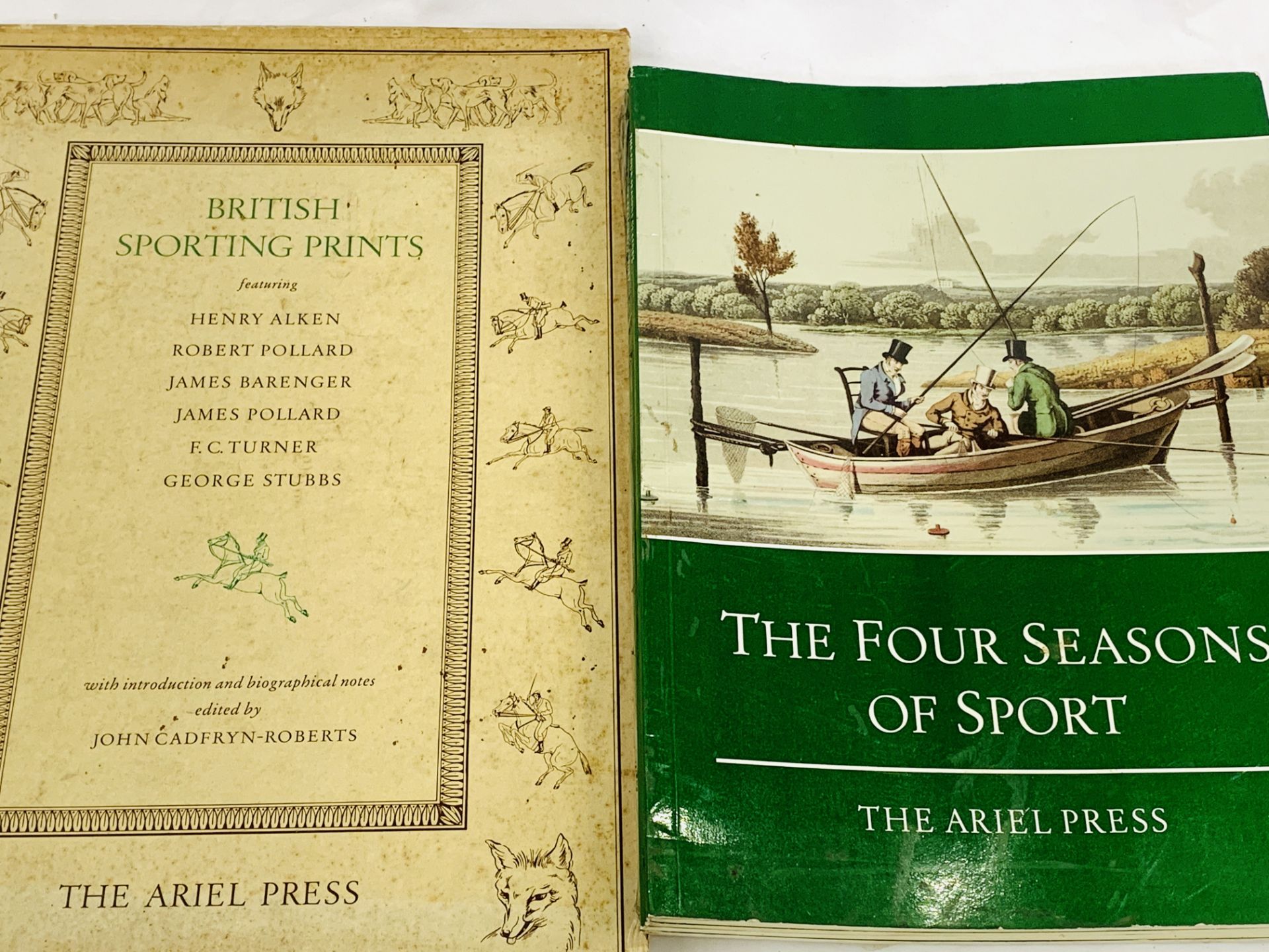 British Sporting Prints in folio slip case published by Ariel Press in 1955, together with 4 books.