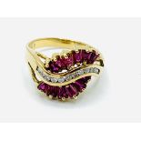 Art Deco style 18ct gold ruby and diamond ring