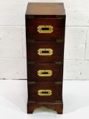 Brass bound mahogany small chest of four drawers