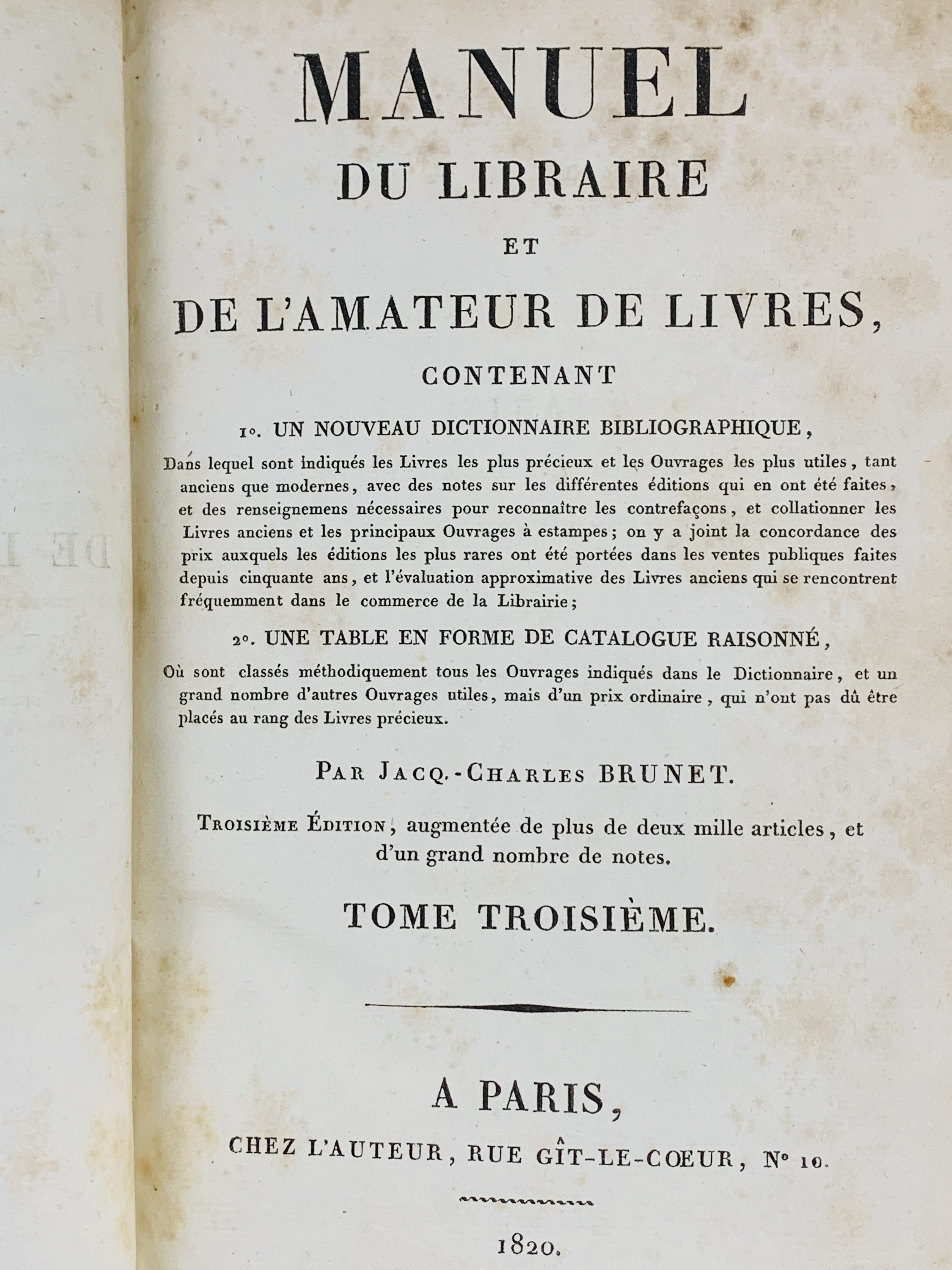 Charles Brunet "The Book Lover's Manual" (text in French) 1820-34 - Image 5 of 9