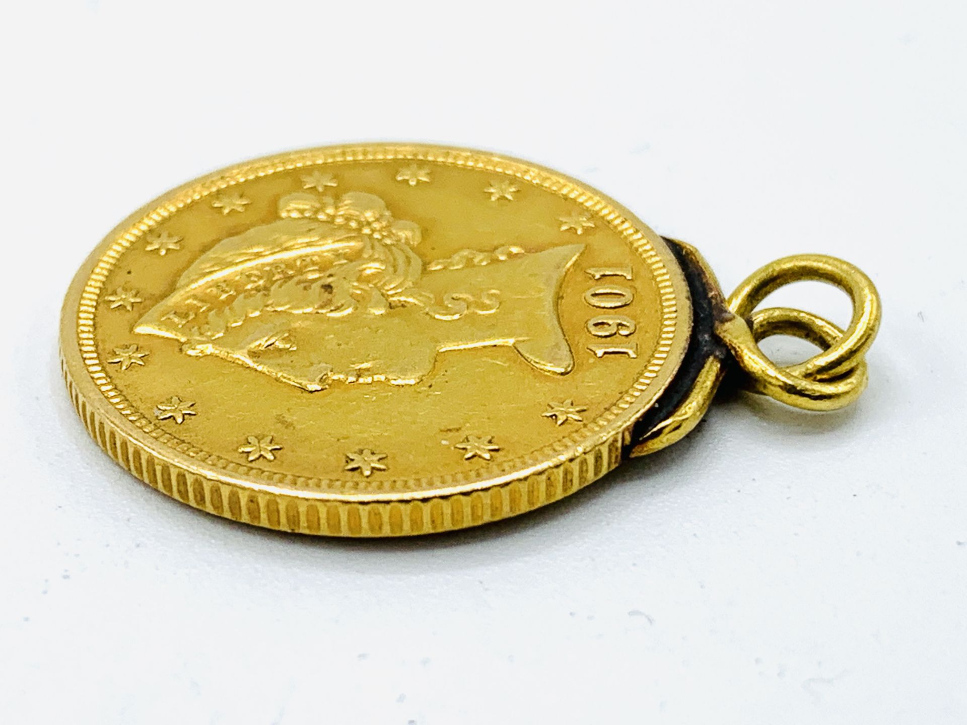 United States of America gold 5 dollar coin (regular strike) dated 1901, with pendant mount - Image 2 of 3