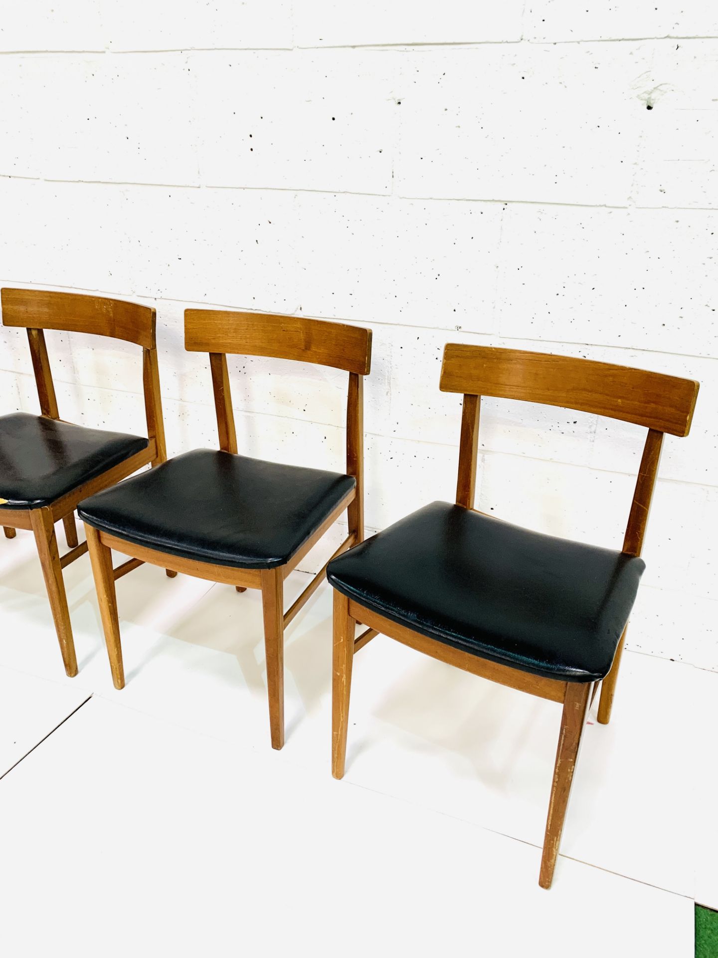 Four teak framed curved back dining chairs - Image 3 of 3