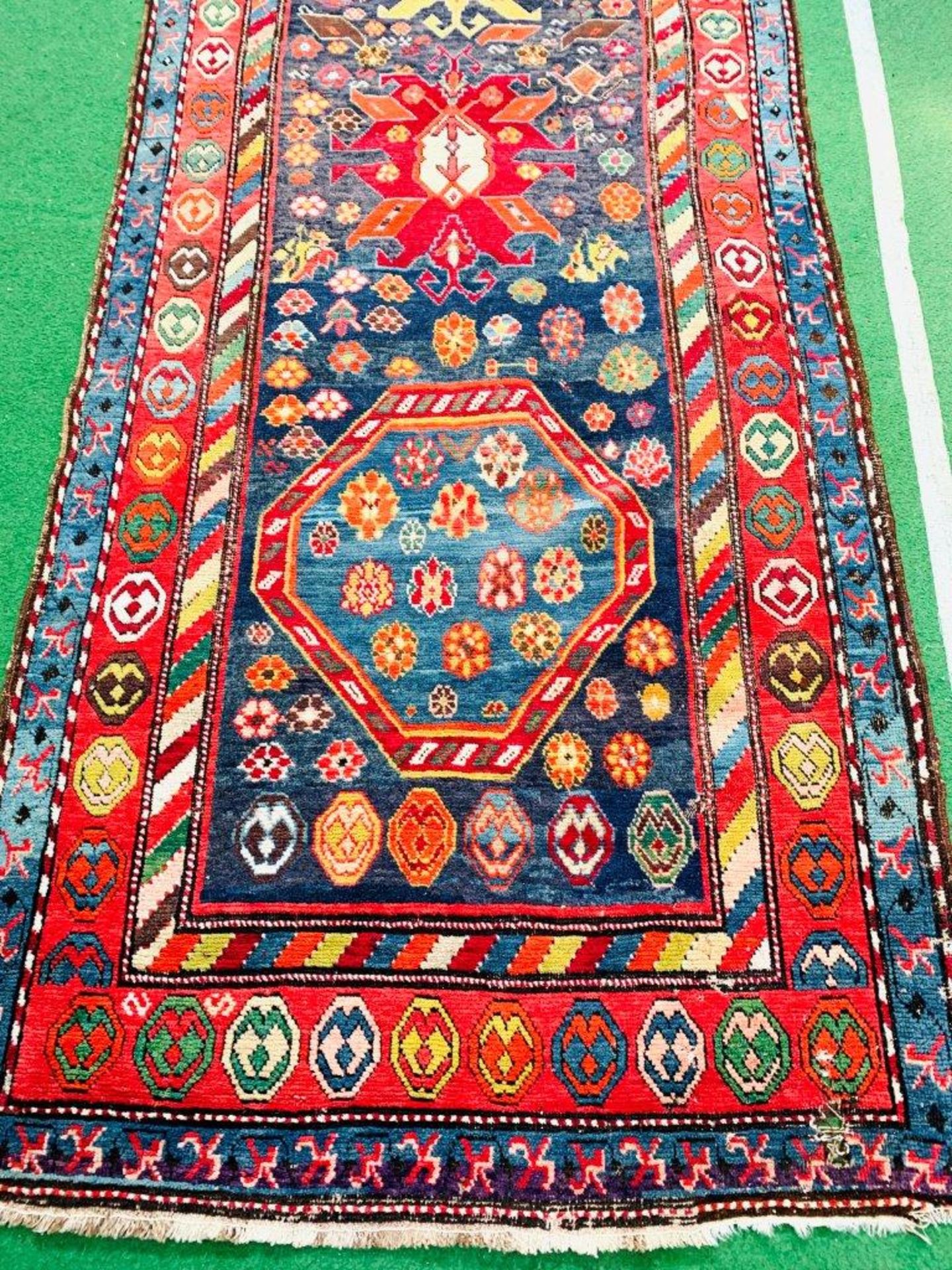 Red and blue ground hand knotted Persian runner - Image 2 of 6