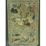 Framed and glazed hand coloured Indian panel